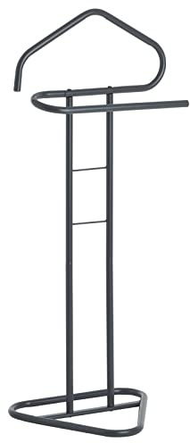 IDIMEX Camilo - Appendiabiti moderno in metallo, con gruccia per pantaloni e porta sacco, da donna, autoportante, colore: grigio