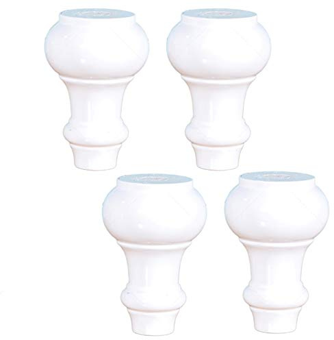 4pcs Massivholz Sofabeine Möbelfüße,Moderne Kürbis-Typ Küche Möbelbeine Ersatzbeine TV-Schrankfüße,für Kaffeetisch Nachttisch Kommode Ottomane Sessel Bett,mit Schraube (15cm/5.9,Weiß)