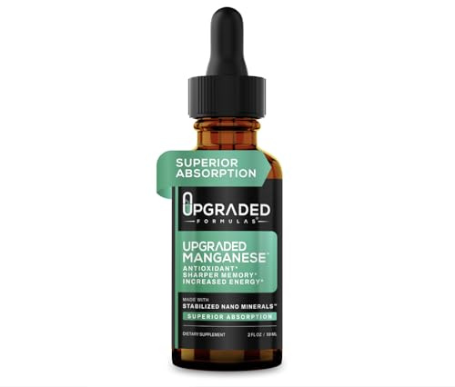 Upgraded Formulas Manganese Supplement with Liquid Nano Minerals - Antioxidant, Sharper Memory and Increased Energy - Vegan, Paleo (2 Fluid Ounces)