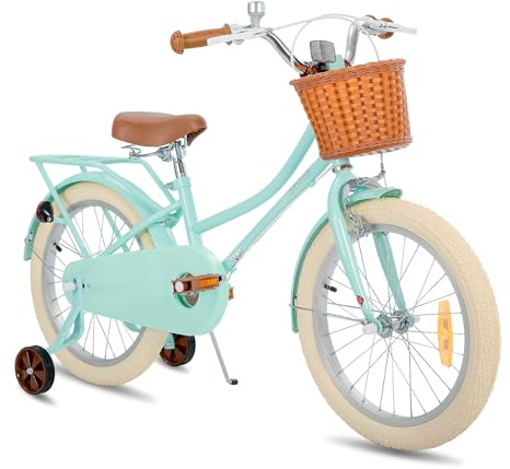 STITCH Bicicletta per bambini da 18 pollici con cestino e stabilizzatori, bicicletta per bambini da 18 pollici per ragazze da 6 a 9 anni, verde menta…