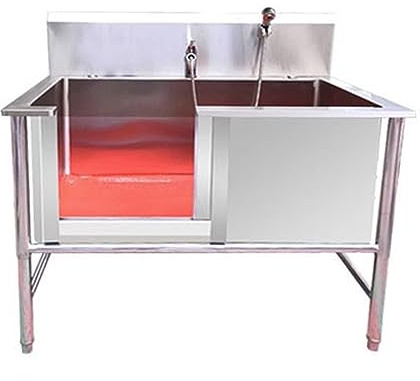 Dog Pet Washing Grooming Station for Home, Stainless Steel Dog Bath Tub Bathtub for Grooming, Dog Shower Tub with Sprayer(39in,15.7in deep)