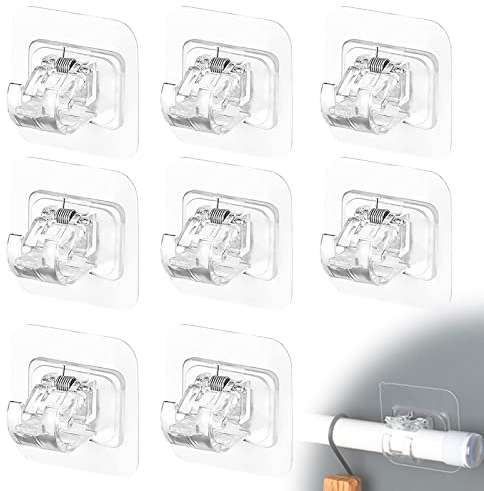 OMJMYY 8 Pezzi Ganci per Tende Senza Bucare - Ganci Tende Finestre PVC Staffe Autoadesive per Aste di Fissaggio o Portasciugamani Sospesi