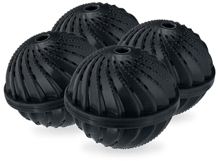 Relaxdays Waschball 4er Set, Waschkugel für Waschmaschine, ökologisch, hautfreundlich, Waschen ohne Waschmittel, schwarz