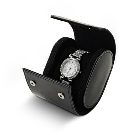 WisePoint Watch Box, PU Leather Watch Case Single Watch Display Case for Men and Women, Portable Watch Display Storage Box Watch Display Box, Watch Roll Travel Case with Detachable Pillow (black)
