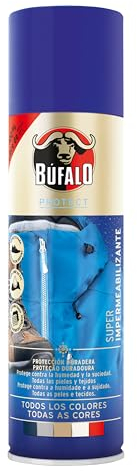 Búfalo - Spray Impermeabilizante Calzado 250ml - Spray Protector Zapatillas Transparente- 100% Repelente al Agua y a la Suciedad | Para Zapatos de Tela, Cuero y Textiles | Protector de Ante y Nobuk