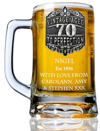 De Walden Men’s 70th Birthday Engraved Pewter Vintage Beer Glass Tankard | Personalised, Seventieth Birthday Gift Idea, Gifts For A Man, Grandad, Dad, Brother, Uncle, Husband