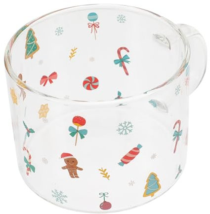 PHENOFICE Glas Weihnachtstasse Entzückendes Muster Teetasse Frühstückstasse Elegant für Weihnachten