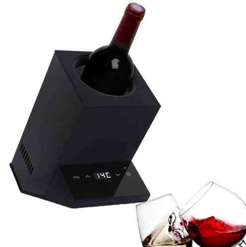 ZyKnaurral Cave à vin électrique, Cave à vin à Une Bouteille en Acier Inoxydable, Cave à vin de 750 ML, Cave à Champagne, Cave à Boissons, Cave à vin pour Les Amateurs de vin,Black