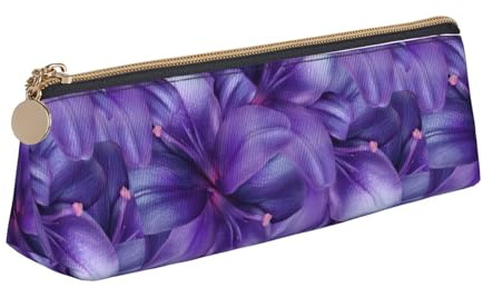 Hgbbdyyjj Sac de rangement triangulaire en cuir avec motif fleurs de lys violet, blanc, Taille unique, Organiseur de sac