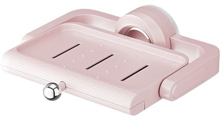 Porte-Savon À Ventouse pour Douche,Support à Savon Murale - Plateau Tournant Égouttoir avec Étagère à Éponge Organisateur Réglable Gain de Place pour Rasoir Cuisine Salle de Bain