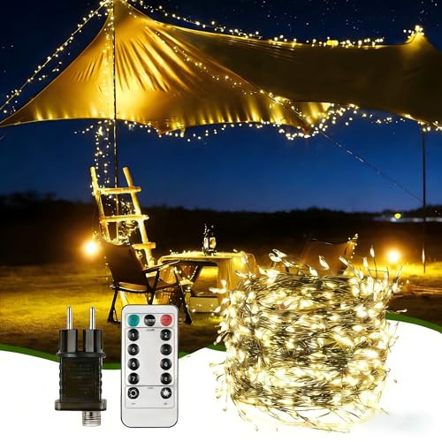 Vankarr Lichterkette 20M 400er LED Mikro Draht Lichterkette Strombetrieb Deko für Innen Außen Wasserdicht Cluster Lichterkette mit Timer Fernbedienung