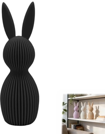 Generisch 3D Druck Osterhasen Figur Dekoration, Moderne Deko Hasen Skulptur, Osterhase aus hochwertigem biokompatiblem Kunststoff, Nachhaltig Hasenskulptur Bio Kunststoff (Schwarz)