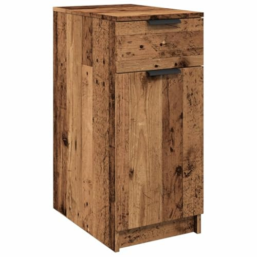 Yamxder Büroschrank Altholz 33x50x75 cm Holzwerkstoff mit Schublade, platzsparender Aufbewahrungsschrank für Wohnzimmer, Büro, Flur und Balkon