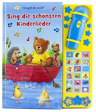 Karaokebuch - Die schönsten Kinderlieder - Liederbuch mit 18 Melodien, 2 Geräuschen - Soundbuch mit Stopptaste - Pappbilderbuch