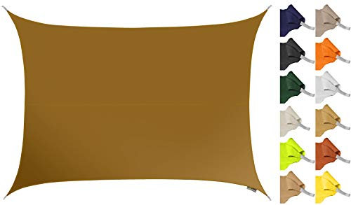 Kookaburra 4m x 3m Rectangle Water Resistant Garden Patio Sun Shade Sail Canopy 96.5% UV Block with Free Rope (Mocha Brown)