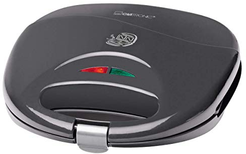 Clatronic® Sandwichmaker mit dreieckigen Sandwichplatten | Sandwichtoaster mit automatischem Temperaturregler & Antihaftbeschichtung | Sandwich Maker mit Verriegelungssystem | ST 3477 grau