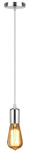 LEDSone Moderne Chrom-Deckenrose, Pendelleuchte, 3-adriges PVC-Flexkabel, E27-Lampenfassung, hängende Pendel-Deckenleuchte (Chrom)