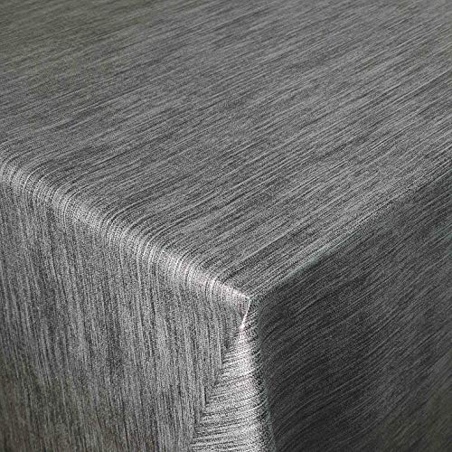 Wachstuch Wachstischdecke Tischdecke Gartentischdecke Leinen Prägung Grau Anthrazit Eckig 130 x 220 cm abwaschbar gefaltet