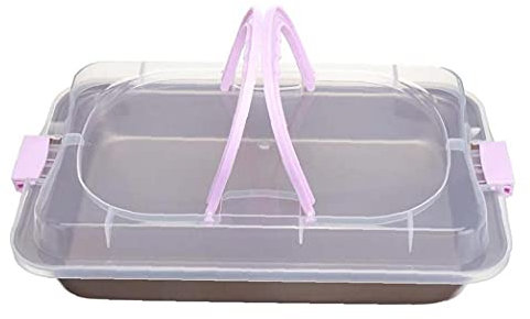 TOSSPER 1 Set Teglia, Teglia Rettangolare in Acciaio Carbonio della Vaschetta di Cottura per La Torta di Pane Pizza di Cottura Strumenti con Coperchio