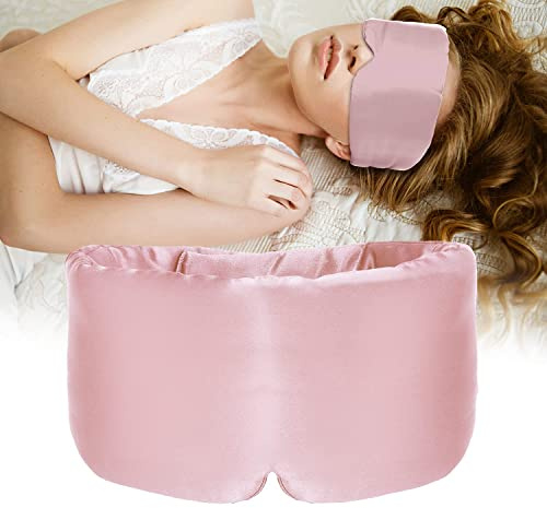 ATreebag Seide Schlafmaske für Frauen und Herren, 100% Hautfreundlich Seide Augenmaske, Große Nachtmaske mit einstellbarem Klettband zu Hause und Auf Reisen, 1 Stück (Hellpflaume)
