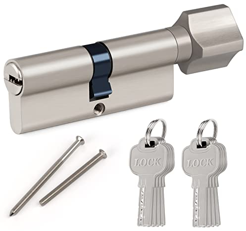 Hengsong Profile Knob Cylinder 40/40 Metal Silver Knob Cylinder with 8 Zinc Alloy Keys