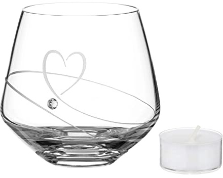 DIAMANTE ''Romance'' tealight holder embellished with Swarovski crystals (premium clear cup tealight included) for Valentines Day