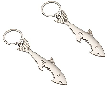 BDHI 2pcs Shark Bottle Opener Metal Bottle Opener Keyring Personalised Bottle Opener Personalised Gifts for Men Women(Y94-2)