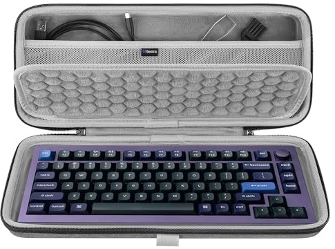 Geekria Custodia Rigida per Tastiera Meccanica da Viaggio, Compatibile con Keychron K6, K6 Pro, K7, K7 Pro, Akko 3068B Plus, RK Royal KLUDGE RK68, 68 Tasti, Bluetooth, Grigio Chiaro, Retro, Arcobaleno