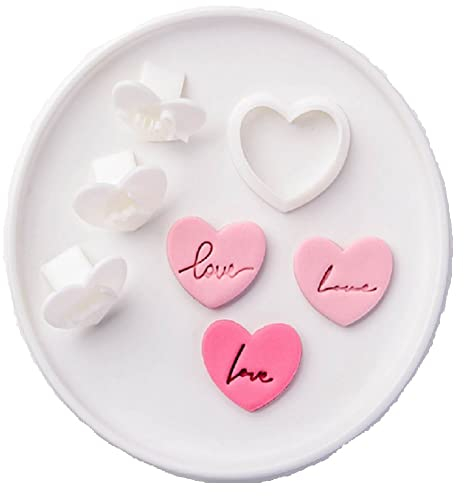 bopely 3 Styles Heart Shaped Letter Biscuit Fondant Embosser Stamp Mold Cookie Cutters Valentines Day Wedding Cake Decoration
