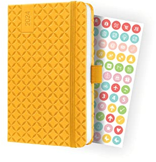 SIGEL J4116 Wochenkalender Jolie 2024, ca. A6, gelb, Hardcover, Gummiband, Stiftschlaufe, Einstecktasche, 174 Seiten, FSC-zertifiziert, Terminplaner