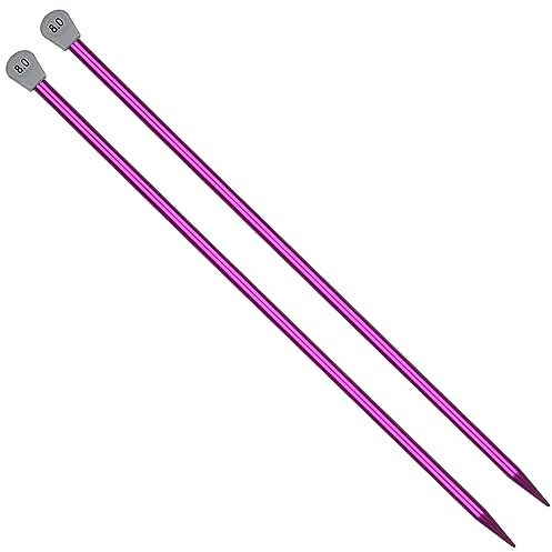 Coopay Stricknadeln aus Aluminium, 8,0 mm Gerade Stricknadeln 35cm Lange Stricknadeln für Anfänger, Professionelle Stricker, Metall Stricknadel für Pullover, Decken, Große Projekte, Stricknadeln 8mm