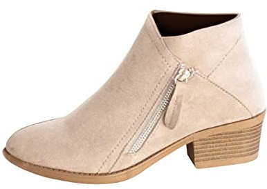 Clearance Women's Ankle Boots With Chunky Heels, Zipper Detail, Short & Nude, Vintage & Waterproof Rain Boots