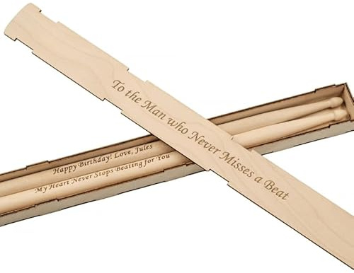 Personalisierte 5A Drumsticks aus Eschenholz mit Gravur & Geschenkbox – Individuelles Schlagzeug Geschenk für ihn, Partner, Papa, Musiker – Geburtstag, Weihnachten
