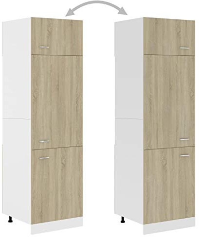homiuse Kühlumbauschrank Sonoma-Eiche 60x57x207 cm Holz Küchenschrank Vorratsschrank Flurschrank Aufbewahrungsschrank Allzweckschrank Haushaltsschrank Apothekerschrank Kitchen Cabinet Regales