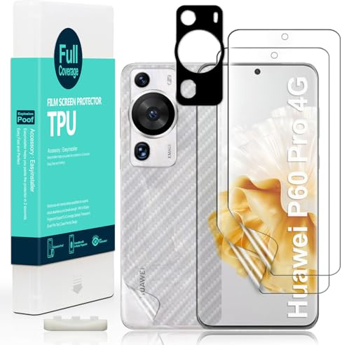 Ibywind Schutzfolie für Huawei P60 Pro 4G(6,67 Zoll),mit 2 Stück flexibler TPU-Folie,mit 1 Stück Metall-Kameraschutz[99,9% HD klar,Case-Friendly,keine Blasen]