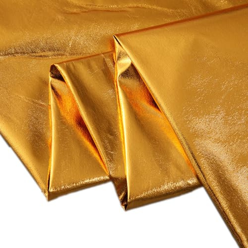 Wambere 200 cm × 150 cm Dekostoff Kostümstoff Kleiderstoff Vorhangstoff Hochzeitsstoff Stoffe Nähen Patchwork Stoffe Meterware,Stoffe für Bühnenaufführungen,Hintergrundstoff für Bühnenkostüme,Gold