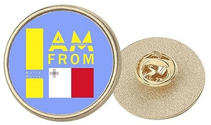 I Am From Malta Art Deco Brosche, rund, Metall, goldfarben, M, Metall