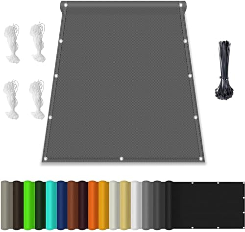 Sonnensegel Wasserdicht Rechteckig mit Ösen, (Nach Mass) Markisenstoff 95% UV Schutz, Sonnenschutz Markise Reißfest Wetterfest mit Seil, für Balkon Terrasse Garten 1.5X2M, Dunkelgrau