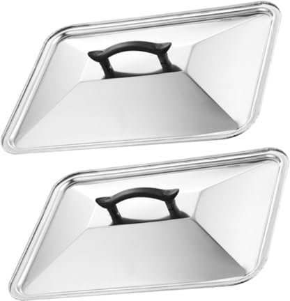 2st Paletten Abdeckungen Aus Edelstahl Silikondeckel Backblech Aus Silikon Bratpfanne Edelstahl Topfdeckel Aus Edelstahl Geschirrschutz Rostfreier Stahl Tragbar Quadratische Pfanne