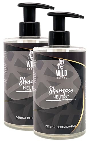Wild Horses | Shampoo für Pferde, neutral, sanft und sicher, für häufige Anwendung, geeignet für alle Felltypen, 2 x 500 ml, Made in Italy