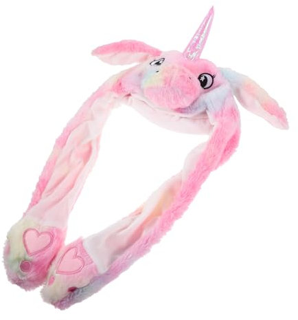 TOYANDONA Plüsch-Airbagkappe Tiermütze mit Springende Hasen-Ohrkappe Bewegliche Ohren Hut Kuscheliger Tierhut Kappen Mädchen-Outfits lustiger Hut Einhorn-Kopfbedeckung Musik