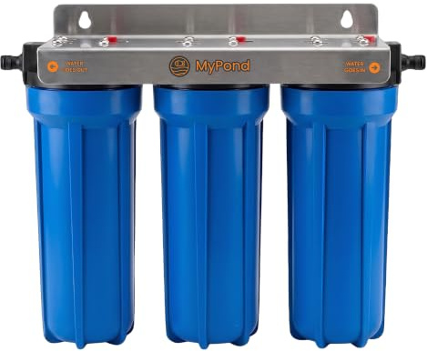 3 Stage HMA Unit - 10 Koi Pond Dechlorinator - Safe Water Filter System, Pond Treatments, Water Filtration, Chlorine Remover for Ponds, Fish Tanks, Suitable for Aquatics, Home & Commercial Use | Whole house water filter | GAC Activated Carbon | Carbon Block | PP Sediment Cartrdiges included
