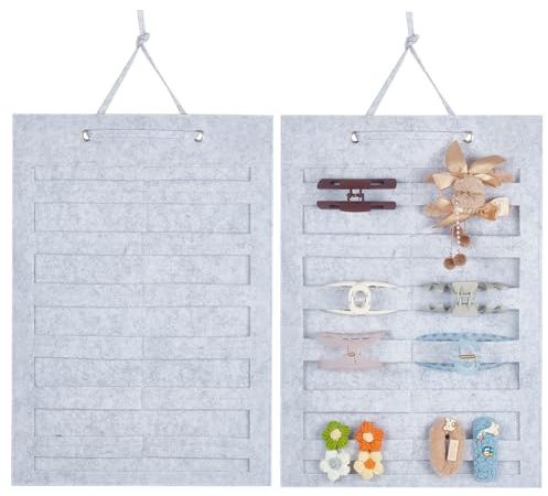 nbeads 2 Stück Haarklammer-Organizer-Halter, 78x35cm Haarschmuck Zum Aufhängen Wandbehang Haarspangenständer Filz-Haarklammerhalter Für Damen Mehr als 20 Haarspangen Aufbewahren, Lichtgrau