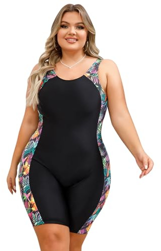 Odizli Plus Size Swimwear for Women One Piece Boyleg Swimsuit Ladies Rash Guard Swimming Costume