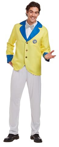 HENBRANDT Adult Men’s Holiday Camp Yellow Jacket Fancy Dress Halloween Costume Stag Do 1980s Yellowcoat Holiday Rep Fun Novelty Dress Up Outfit One Size Mens Fancy Dress Costume