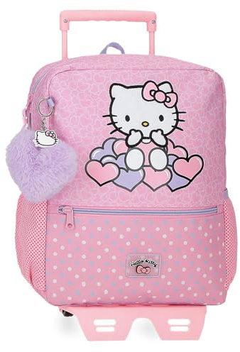 Hello Kitty Mochila Escolar Hearts & Dots, Rosa, 25x32x12 cms