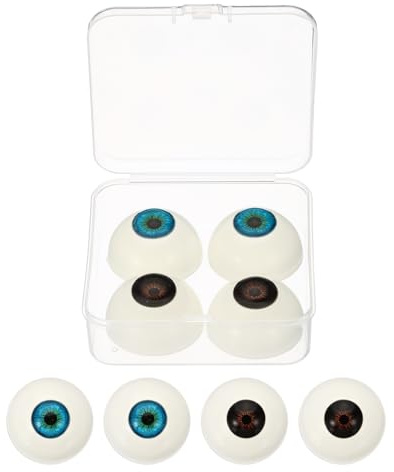 PATIKIL 32 mm Realistic Eyes Big Eyeballs, 2 Pair Acrylic Scary Half Round Fake Eyes Props for Halloween Party Horror Mask DIY Craft Decoration, Brownish-Black Blue Green