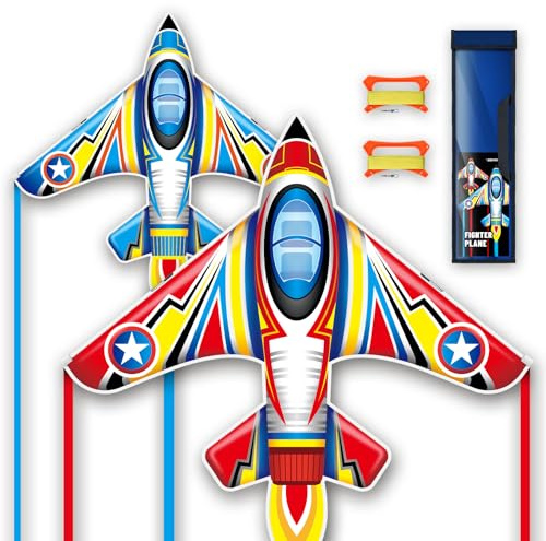 SGftre Drachen 2er-Set - Blau ＆Rote Flugdrachen Kinder ab 3 ＆ Anfänger,Winddrachen mit 3m langem Schwanz，Geeignet für Outdoor-Aktivitäten wie Strände und Parks,149×147cm (Mehrfarbig, 2)