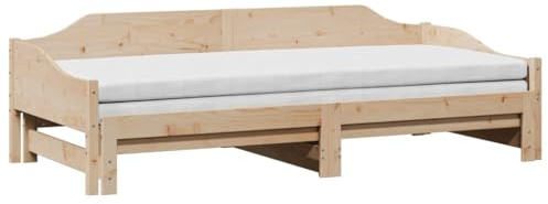 vidaXL Dagbädd med extrasäng 80x200 cm massiv furu, extrasäng, dagbäddar, dagbädd med utdragbar säng, gästsäng, dagbäddar med extrasäng