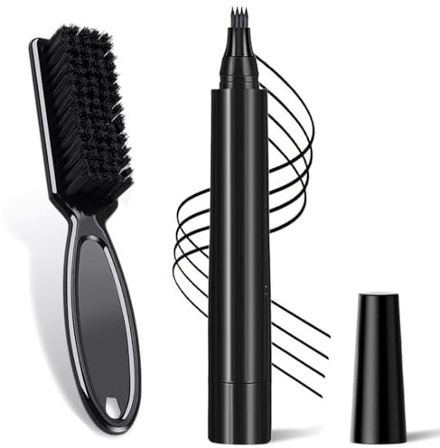 TEOZBLU Bartfüllerstift, Bart Farbe Schwarz und Bartfüller zum Füllen, Bartfüller stift und Bart färben schwarz, Wasserfester Bartstift, füllen und definieren Sie